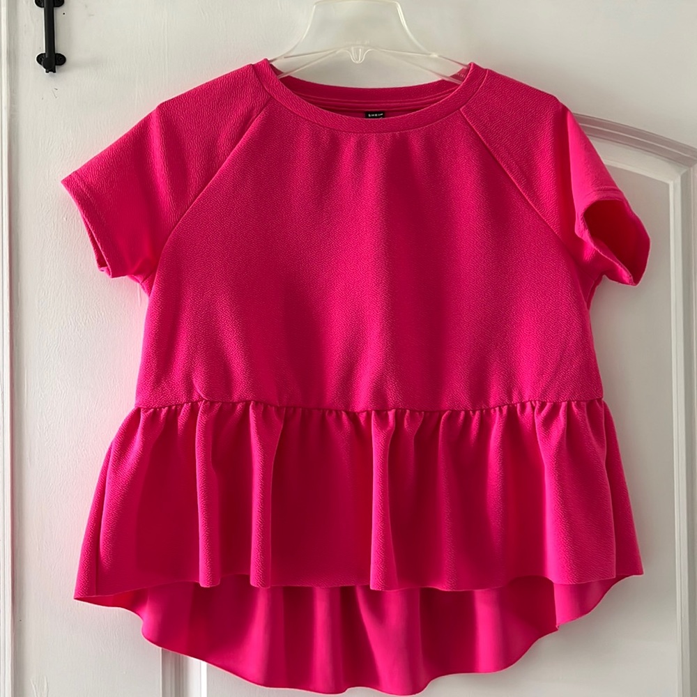 SHEIN hot pink top, Size L, Never worn. 95% polyester, 5% spandex.